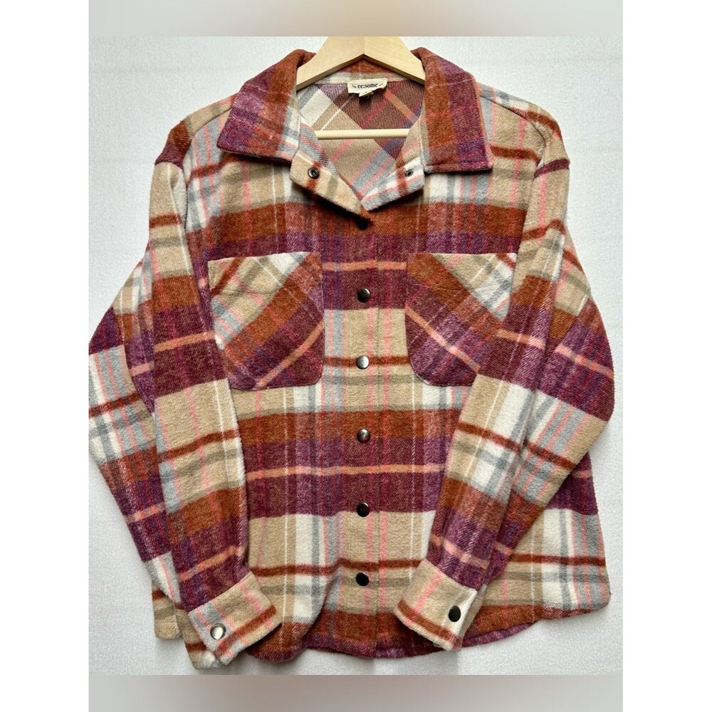 ee:some Women’s Small Heavyweight Snap Front Plaid Shacket | Fall Vibes
